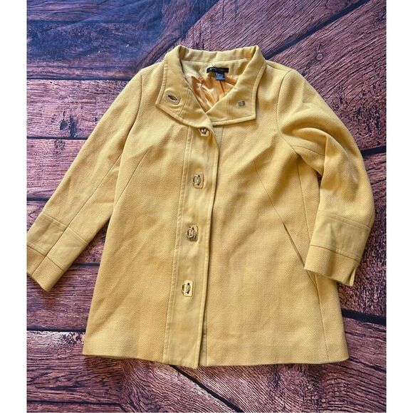 Etcetera Womens‎ Yellow Wool Blend Coat Size 12 - Picture 4 of 11